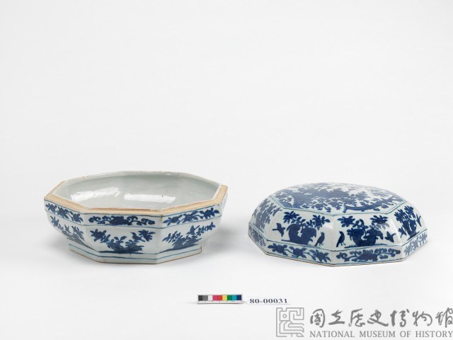 青花花鳥八角盒藏品圖，第6張