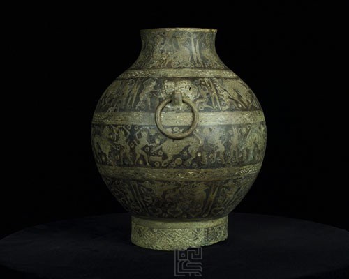 Hu, bronze vessel with lacquered design of hunting scenes motif, Warring States period Collection Image, Figure 4, Total 19 Figures