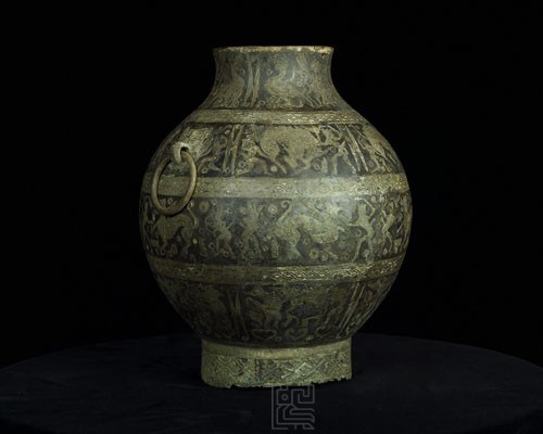 Hu, bronze vessel with lacquered design of hunting scenes motif, Warring States period Collection Image, Figure 5, Total 19 Figures