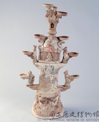 Earthenware lamp stand with unfired pigments. Collection Image, Figure 1, Total 2 Figures