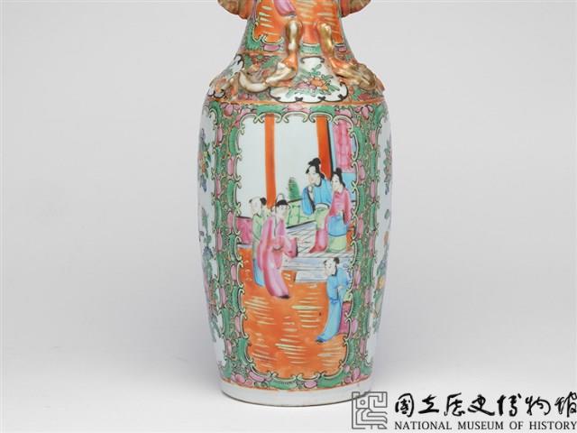 廣彩開光人物花鳥雙耳瓶藏品圖，第5張