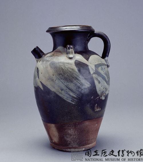黑釉白斑雙耳壺藏品圖，第1張