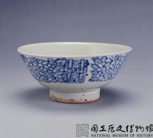 青花四喜花卉碗藏品圖，第1張