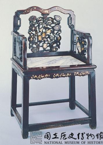 檀木嵌大理石太師椅藏品圖，第1張