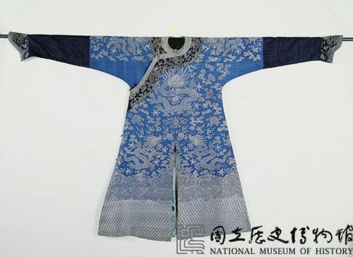 藍地織錦龍袍藏品圖，第1張