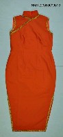 相關藏品主要名稱：橘紅色鑲金邊旗袍﹙無袖旗袍﹚的藏品圖示