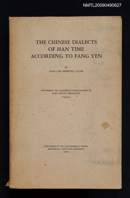 主要名稱：THE CHINESE DIALECTS OF HAN TIME ACCORDING TO FANG YEN圖檔，第1張，共4張