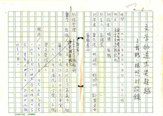 主要名稱：文學的追求與超越─舞鶴、楊照對談錄圖檔，第2張，共65張