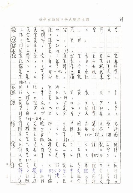 主要名稱：書齋、城市和鄉村─日據時代的左翼文學運動及小說中的左翼知識份子（影本）圖檔，第34張，共36張