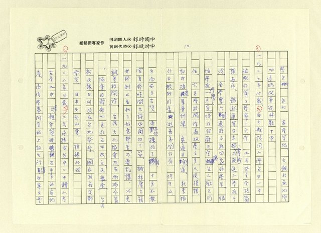 主要名稱：巫永福年誌圖檔，第13張，共80張