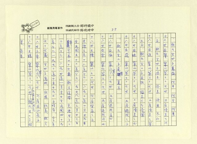 主要名稱：巫翁巫水公派下族譜 平陽巫．福建永定世系圖檔，第37張，共83張