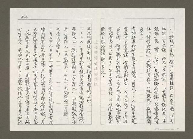 主要名稱：臺灣省文獻委員會採訪黃得時「二二八」事件史料內容紀要（影本）圖檔，第4張，共12張