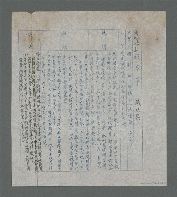 主要名稱：興賢吟社提案單議決案（油印稿）圖檔，第2張，共2張