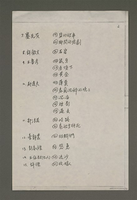 主要名稱：中國現代短篇小說代表作草案（1918~1949）（影本）圖檔，第3張，共10張