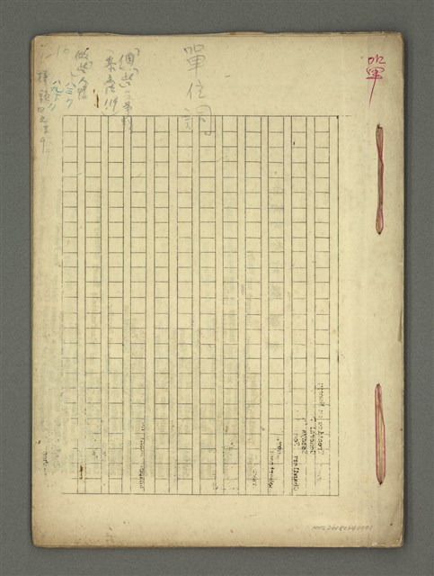主要名稱：〈明嘉靖刊荔鏡記戲文分類詞彙〉手稿 一、單位名稱（輔名詞、量詞）圖檔，第2張，共22張
