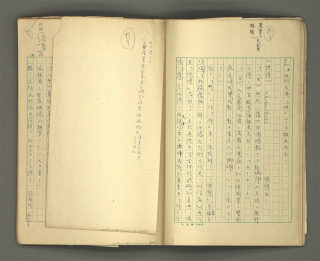 主要名稱：〈明嘉靖刊荔鏡記戲文分類詞彙〉手稿－六、形容詞、狀詞圖檔，第19張，共56張