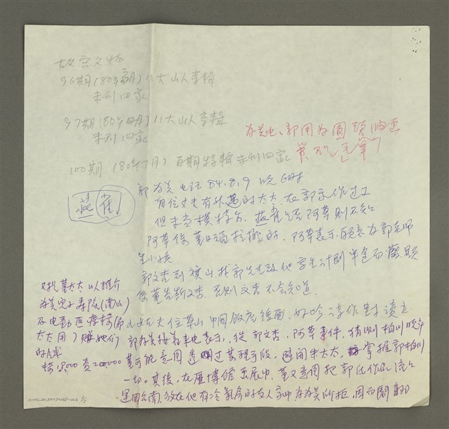 主要名稱：《郭柏川傳》筆記、資料—日福、郭太太、為美訪談紀錄圖檔，第3張，共5張