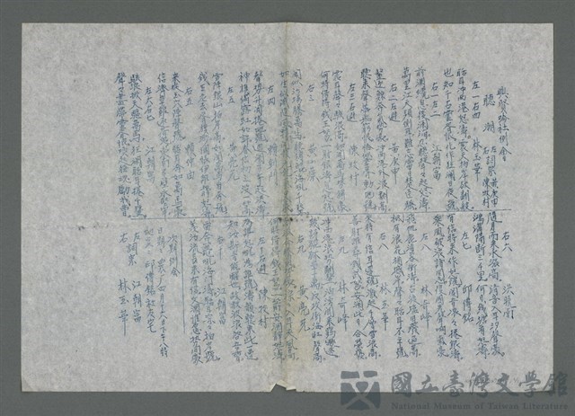 主要名稱：興賢吟社例會〈聽潮〉（油印稿）的藏品圖