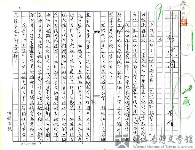 主要名稱：何建國（影本）的藏品圖