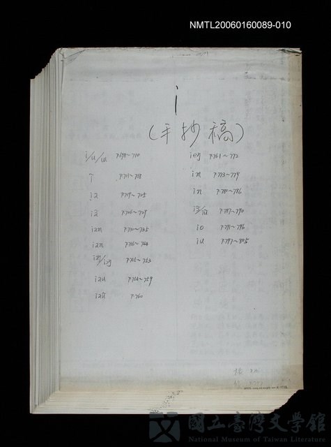 主要名稱：臺灣漢語辭典 i（手抄稿影本） 的藏品圖