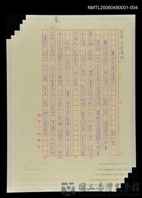 主要名稱：絲路古道傳說－蘭州有座五泉山的藏品圖