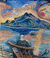 獨對觀音山的老人的圖片