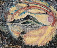 日落照觀音的圖片