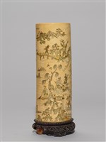 西遊記老象牙雕刻大筆筒藏品圖，第1張