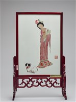 蘇繡-美人與小狗藏品圖，第2張