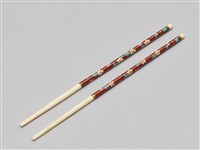 景泰藍筷子乙盒(兩雙)-紅底藏品圖，第2張