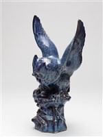 鈞釉貓頭鷹塑像藏品圖，第1張