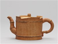 宜興陶仿竹茶具組-茶壺藏品圖，第2張