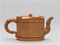 宜興陶仿竹茶具組-茶壺藏品圖，第4張