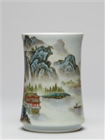琺瑯彩山水紋筆筒藏品圖，第2張