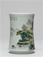 琺瑯彩山水紋筆筒藏品圖，第4張