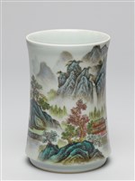 琺瑯彩山水紋筆筒藏品圖，第5張