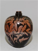 仿磁州窯黑釉鐵鏽花短頸小口瓶藏品圖，第5張