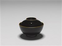 黑漆蓋碗－畫著燕子的碗藏品圖，第2張