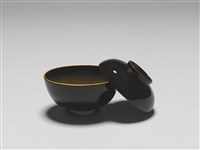 黑漆蓋碗－畫著燕子的碗藏品圖，第3張