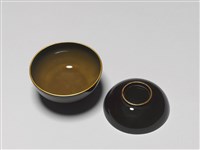 黑漆蓋碗－畫著燕子的碗藏品圖，第4張