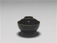 黑漆蓋碗－畫著燕子的碗藏品圖，第2張