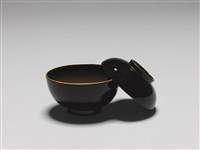 黑漆蓋碗－畫著燕子的碗藏品圖，第3張