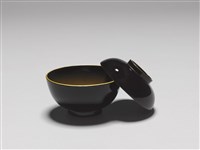 黑漆蓋碗－畫著燕子的碗藏品圖，第3張