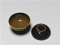 黑漆蓋碗－畫著燕子的碗藏品圖，第4張
