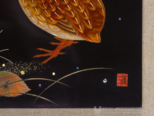 漆畫-鵪鶉藏品圖，第2張