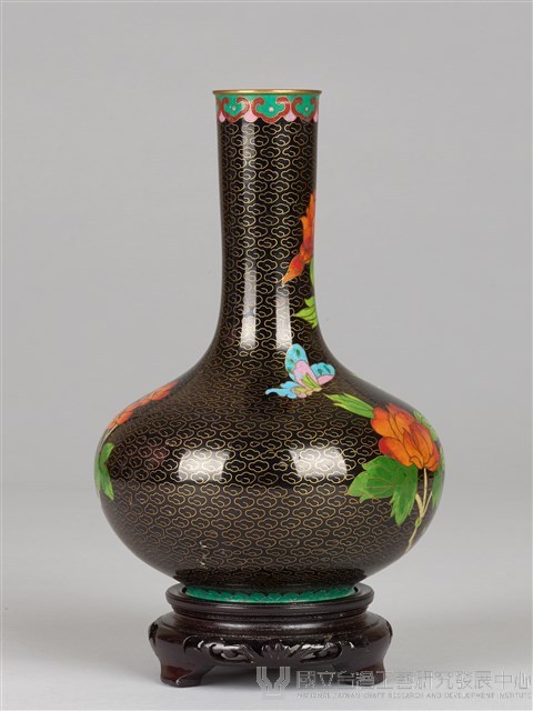 黑底牡丹花瓶-右粉紅牡丹藏品圖，第4張