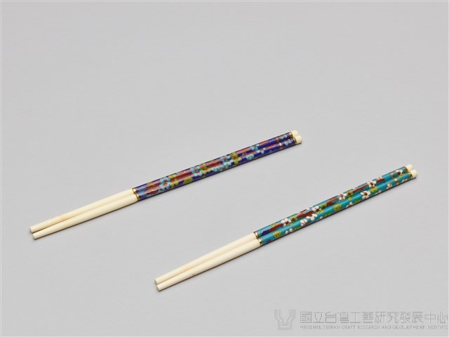 景泰藍筷子乙盒(兩雙)藏品圖，第1張