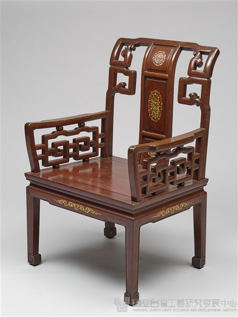 鑲龍吐珠鏍鈿古董家具-椅子（扶手）藏品圖，第1張