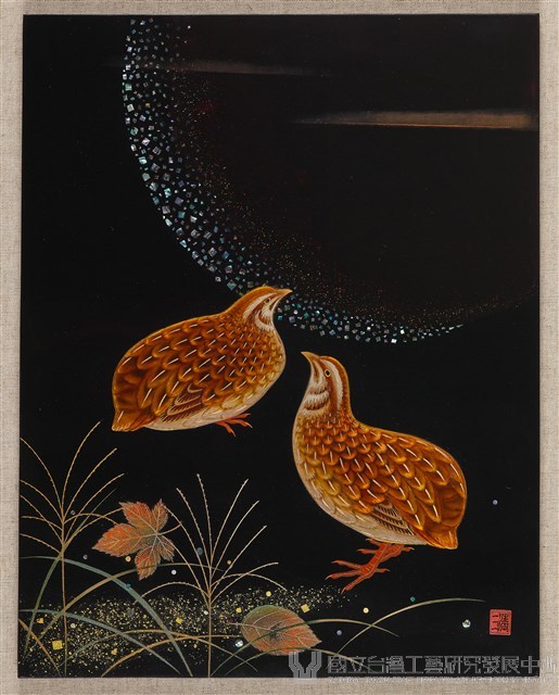 漆畫-鵪鶉藏品圖，第1張