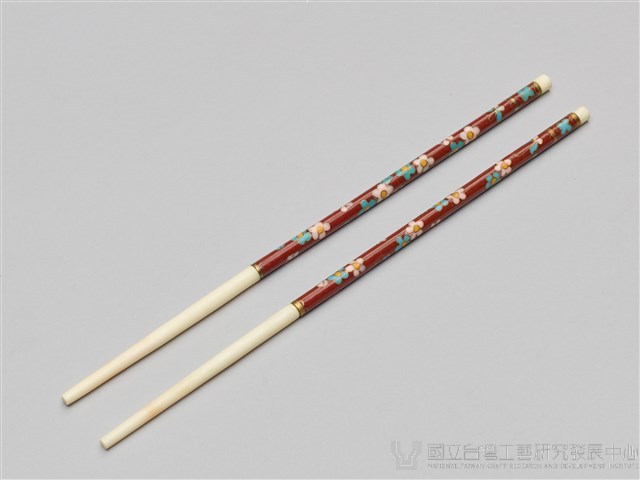 景泰藍筷子乙盒(兩雙)-紅底藏品圖，第2張